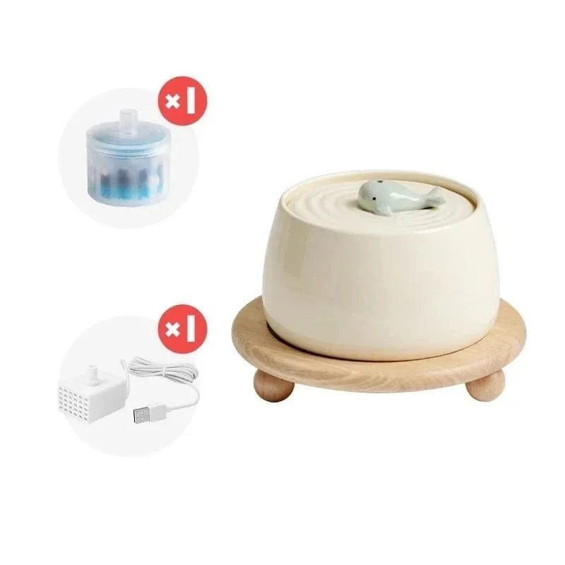 Fontaine à eau pour chat ultra-silencieuse céramique